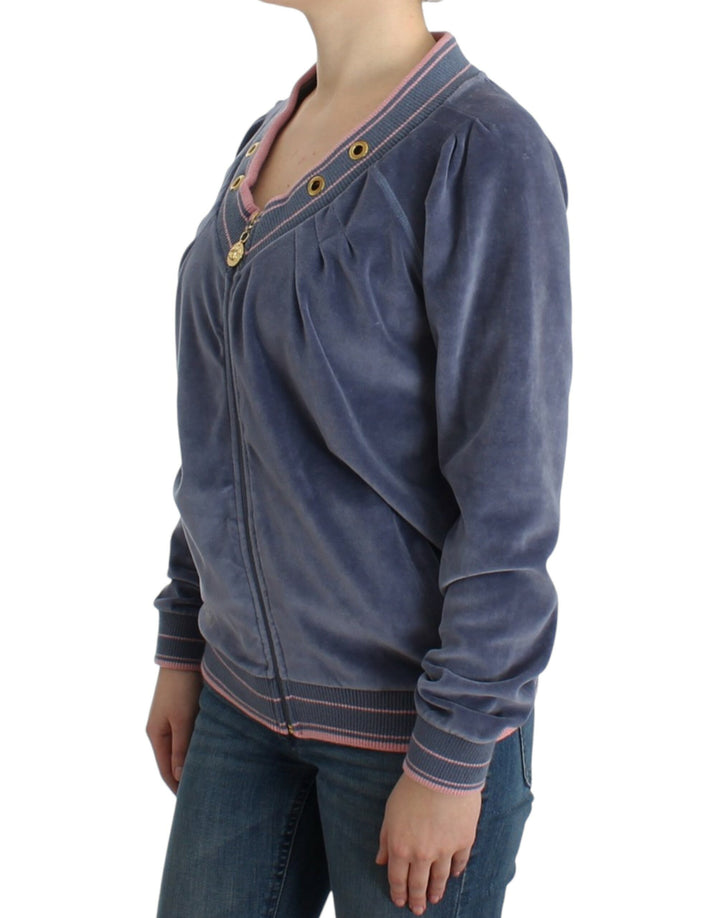 Cavalli Sample Sale Cavalli Blue velvet zipup sweater - | Designer outlet