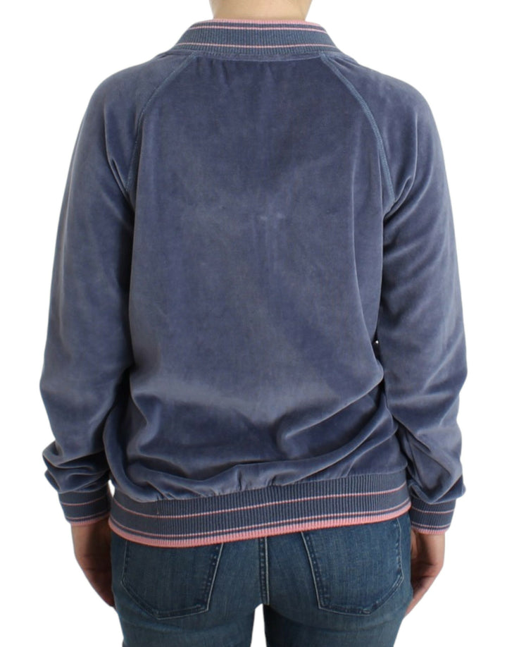 Cavalli Sample Sale Cavalli Blue velvet zipup sweater - | Designer outlet