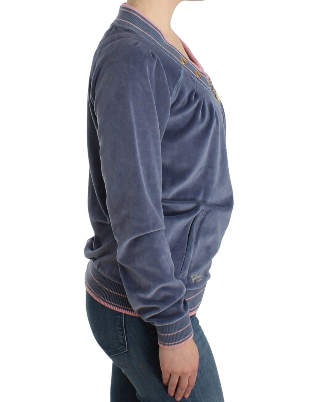 Cavalli Sample Sale Cavalli Blue velvet zipup sweater - | Designer outlet