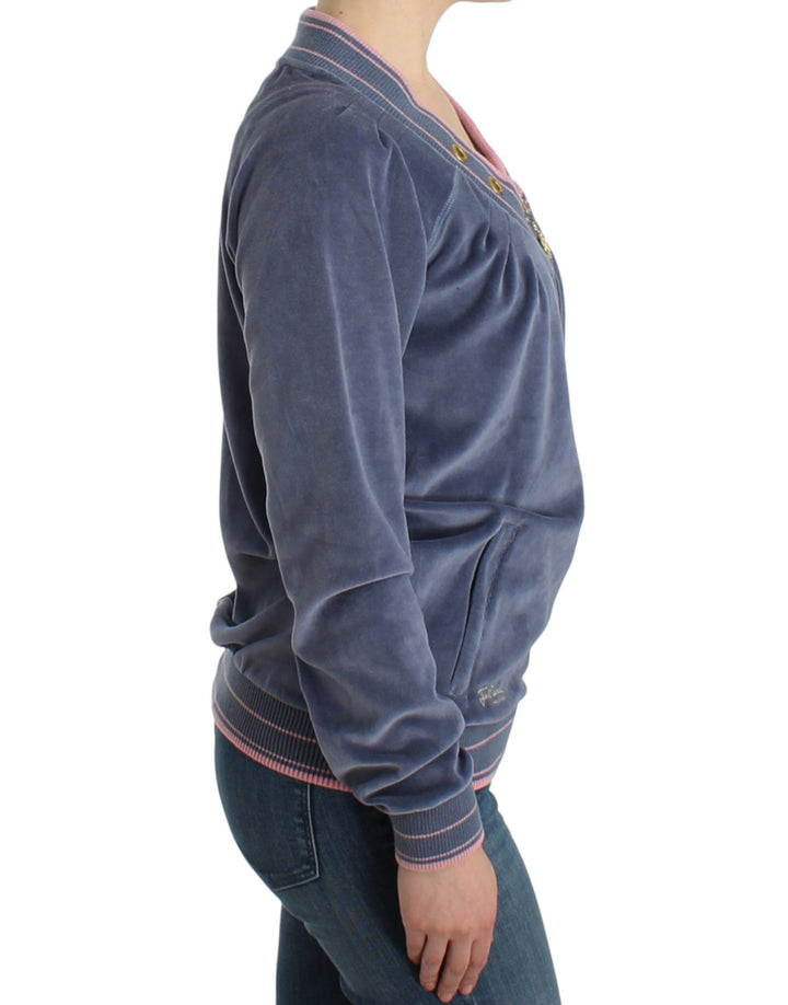 Cavalli Sample Sale Cavalli Blue velvet zipup sweater - | Designer outlet