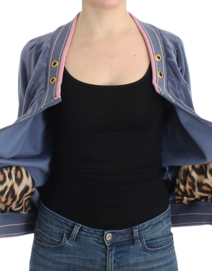 Cavalli Sample Sale Cavalli Blue velvet zipup sweater - | Designer outlet
