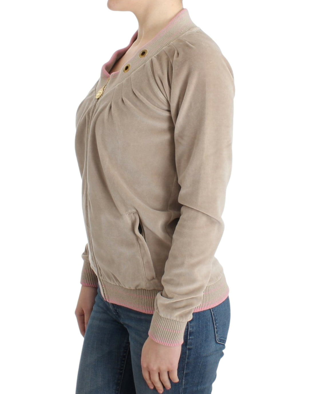 Cavalli Sample Sale Cavalli Beige velvet zipup sweater - | Designer outlet