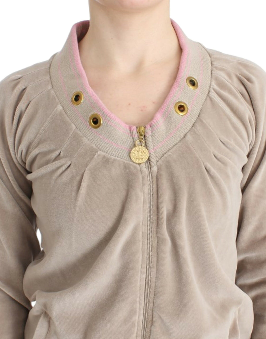 Cavalli Sample Sale Cavalli Beige velvet zipup sweater - | Designer outlet