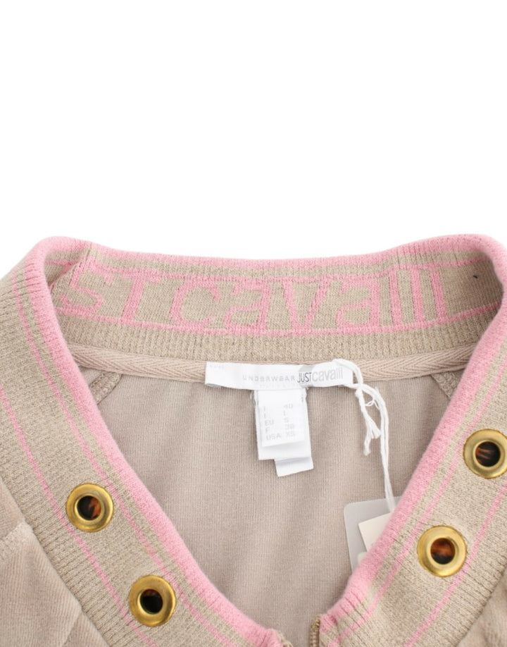 Cavalli Sample Sale Cavalli Beige velvet zipup sweater - | Designer outlet