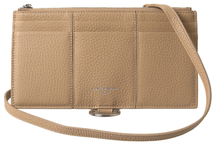 Dolce & Gabbana - Dolce & Gabbana Elegant Beige Leather Wallet with Detachable Strap - VAS10102 - Ask Me Wear