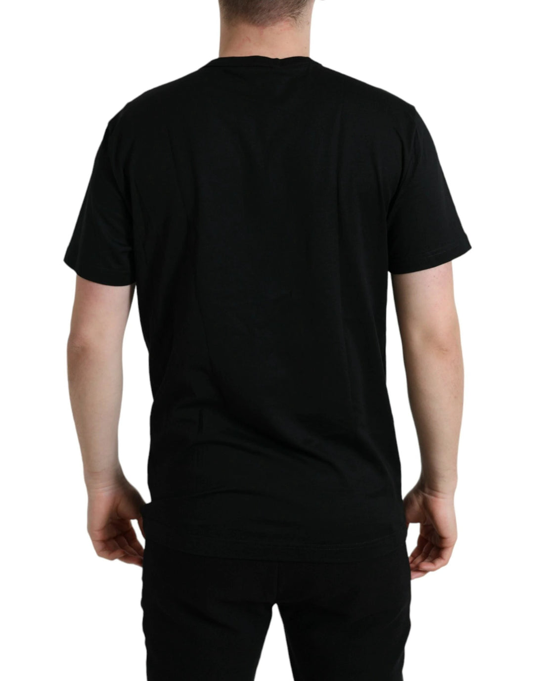 Dolce &amp; Gabbana Sample Sale Dolce &amp; Gabbana Black Cotton Dog Tag Round Neck T-shirt - | Designer outlet