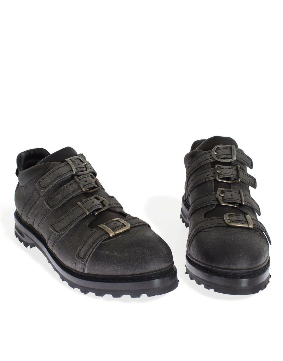 Dolce &amp; Gabbana Sample Sale Dolce &amp; Gabbana Gray Leather Ankle Strap Shoes Boots - | Designer outlet