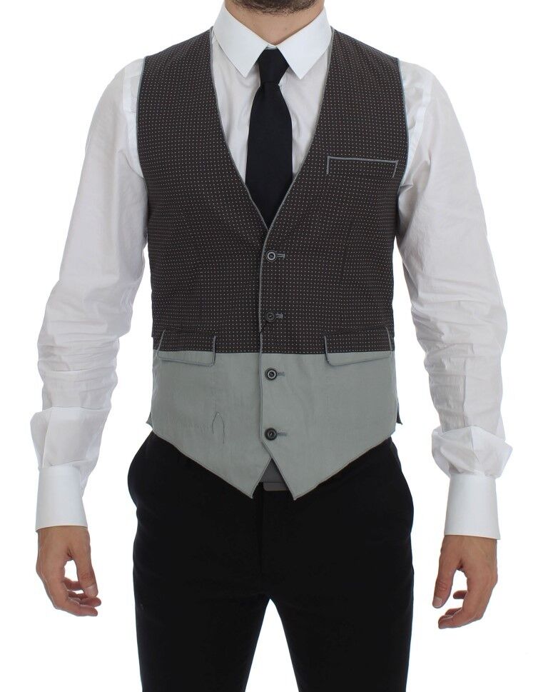 Dolce &amp; Gabbana Sample Sale Dolce &amp; Gabbana Gray Polka Dot Dress Vest Gilet Weste - | Designer outlet