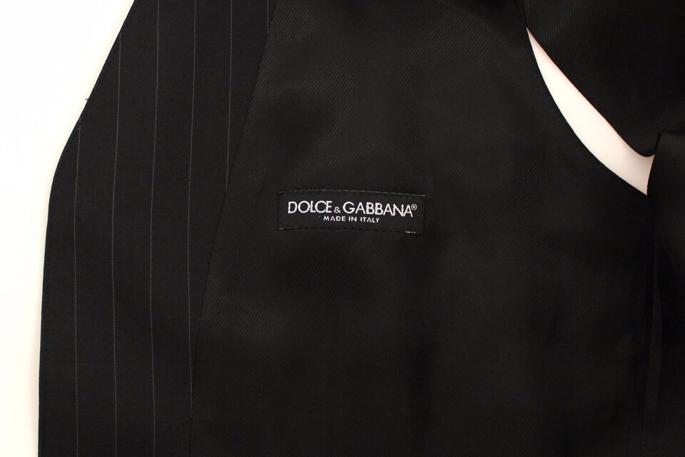 Dolce &amp; Gabbana Sample Sale Dolce &amp; Gabbana Black Striped Wool Silk Dress Vest Gilet - | Designer outlet