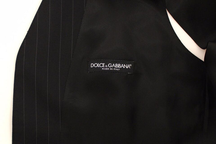 Dolce &amp; Gabbana Sample Sale Dolce &amp; Gabbana Black Striped Wool Silk Dress Vest Gilet - | Designer outlet