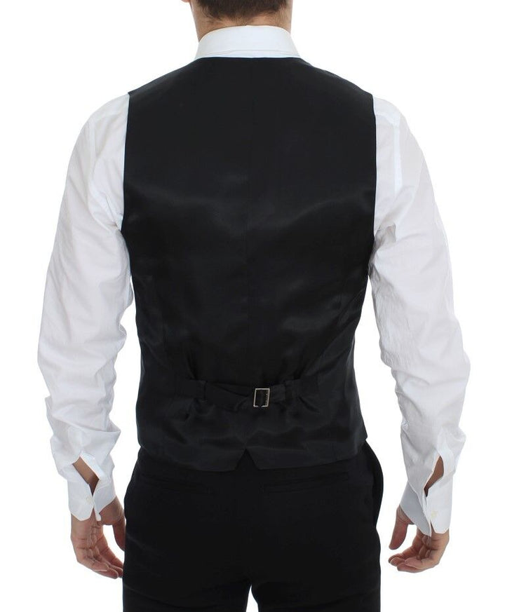 Dolce &amp; Gabbana Sample Sale Dolce &amp; Gabbana Black Striped Wool Silk Dress Vest Gilet - | Designer outlet