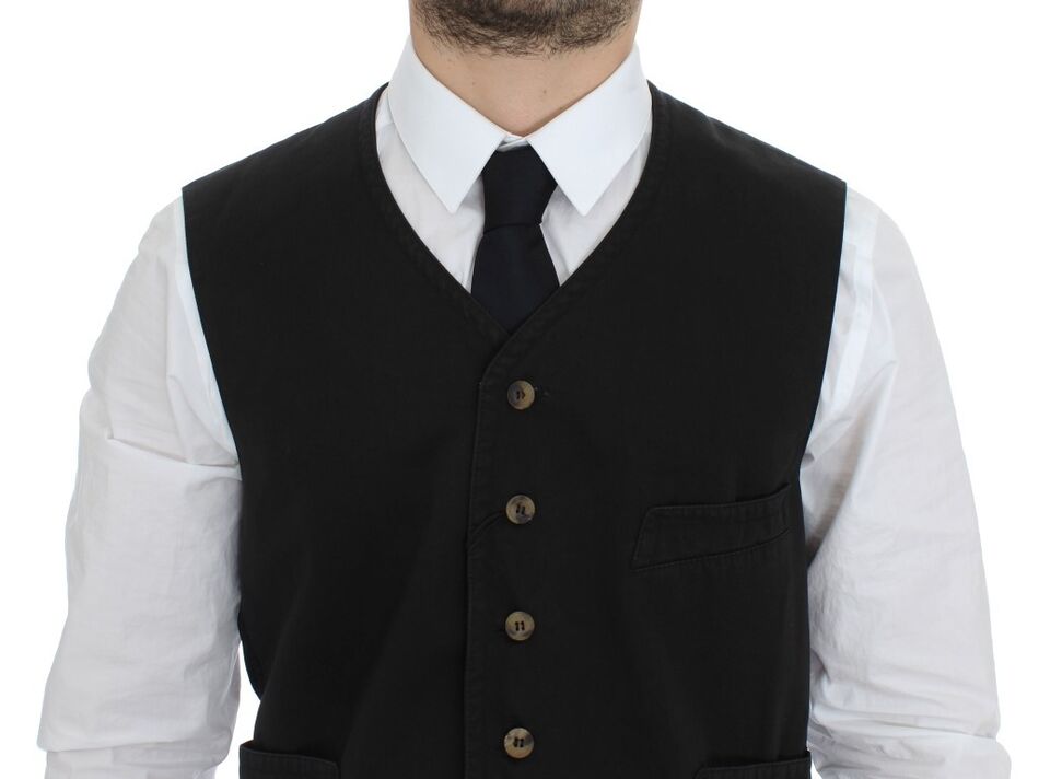 Dolce &amp; Gabbana Sample Sale Dolce &amp; Gabbana Black Cotton Blend Dress Vest Gilet - | Designer outlet