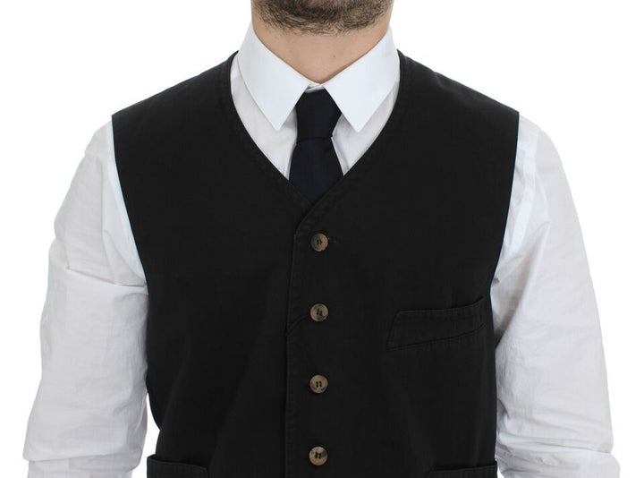Dolce &amp; Gabbana Sample Sale Dolce &amp; Gabbana Black Cotton Blend Dress Vest Gilet - | Designer outlet