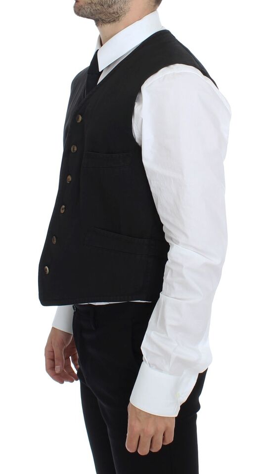 Dolce &amp; Gabbana Sample Sale Dolce &amp; Gabbana Black Cotton Blend Dress Vest Gilet - | Designer outlet
