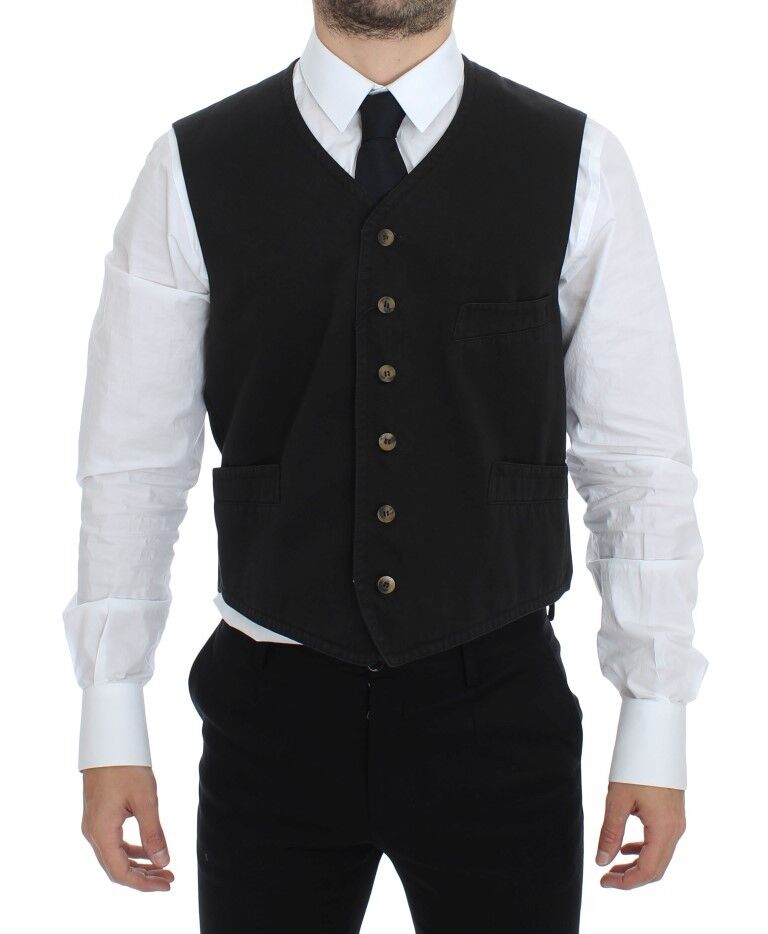 Dolce &amp; Gabbana Sample Sale Dolce &amp; Gabbana Black Cotton Blend Dress Vest Gilet - | Designer outlet