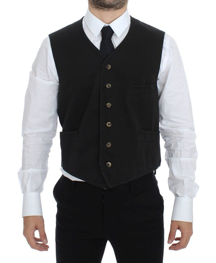 Dolce &amp; Gabbana Sample Sale Dolce &amp; Gabbana Black Cotton Blend Dress Vest Gilet - | Designer outlet