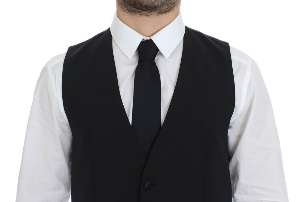 Dolce &amp; Gabbana Sample Sale Dolce &amp; Gabbana Black Wool Silk Stretch Dress Vest Blazer - | Designer outlet