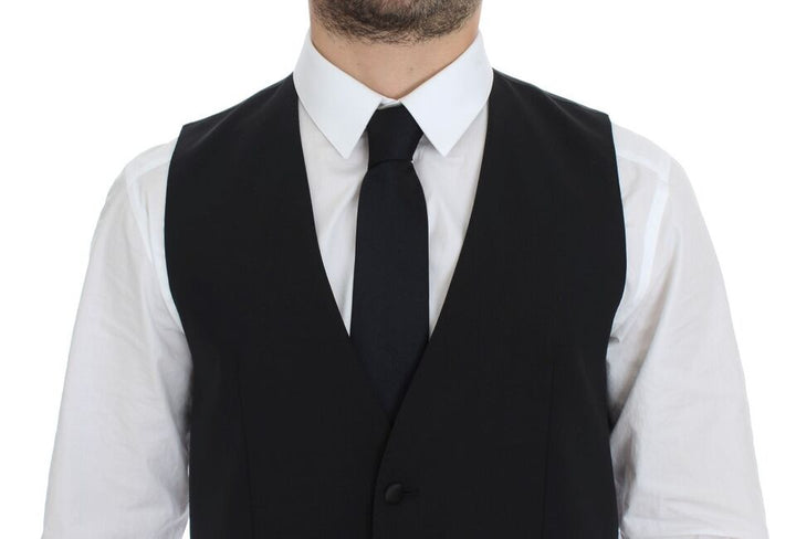 Dolce &amp; Gabbana Sample Sale Dolce &amp; Gabbana Black Wool Silk Stretch Dress Vest Blazer - | Designer outlet