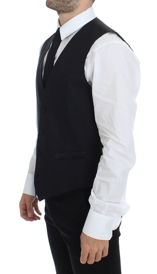 Dolce &amp; Gabbana Sample Sale Dolce &amp; Gabbana Black Wool Silk Stretch Dress Vest Blazer - | Designer outlet
