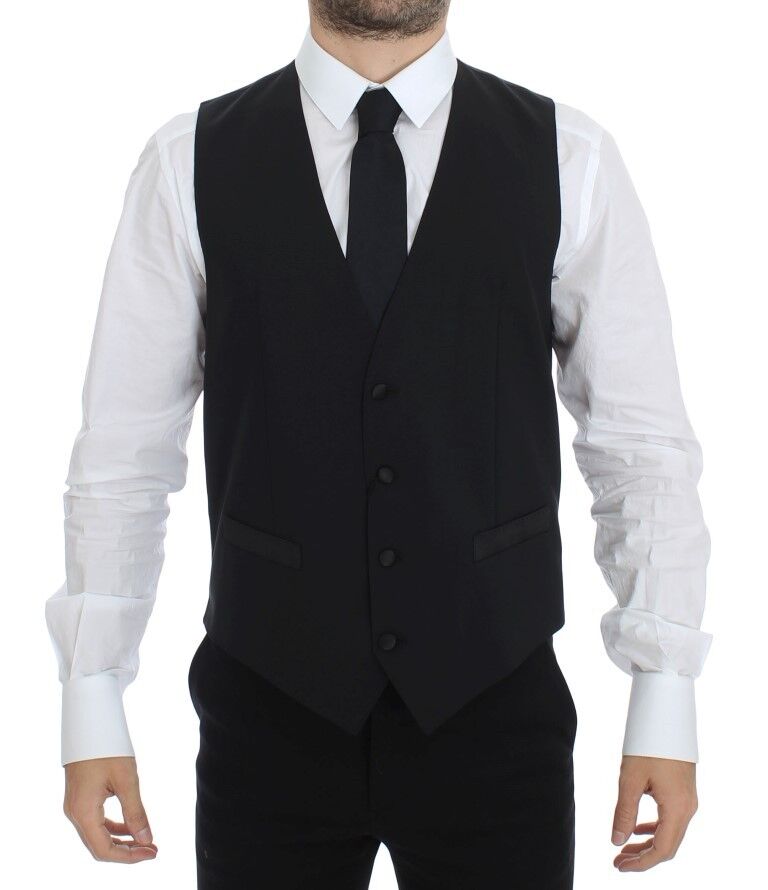 Dolce &amp; Gabbana Sample Sale Dolce &amp; Gabbana Black Wool Silk Stretch Dress Vest Blazer - | Designer outlet