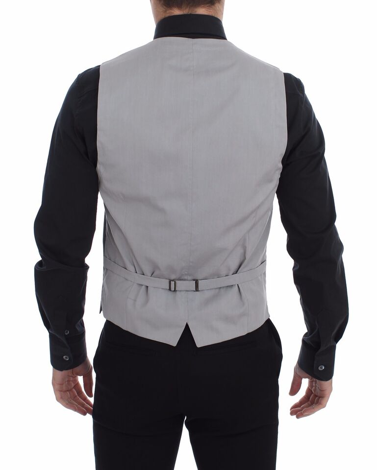 Dolce &amp; Gabbana Sample Sale Dolce &amp; Gabbana Gray Cotton Slim Fit Button Front Dress Vest - | Designer outlet
