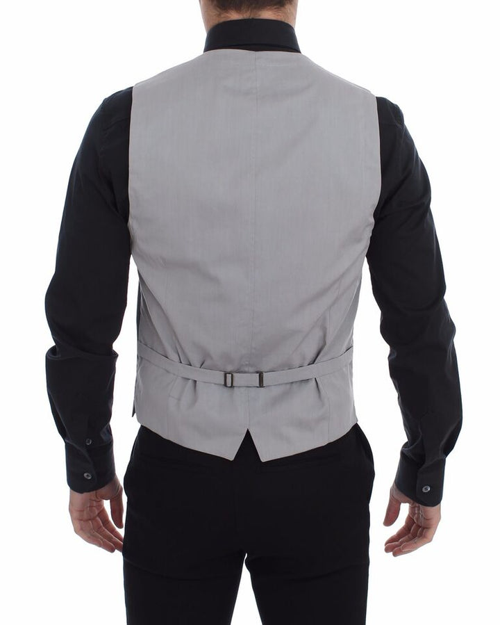 Dolce &amp; Gabbana Sample Sale Dolce &amp; Gabbana Gray Cotton Slim Fit Button Front Dress Vest - | Designer outlet