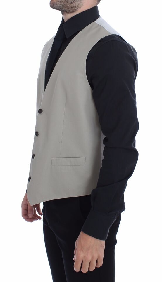 Dolce & Gabbana Beige Cotton Silk Blend Dress Vest Blazer by Dolce & Gabbana outlet now on sale