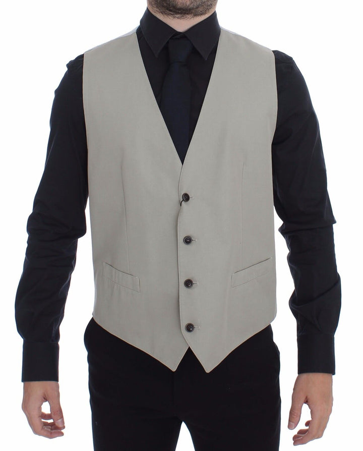 Dolce & Gabbana Beige Cotton Silk Blend Dress Vest Blazer by Dolce & Gabbana outlet now on sale