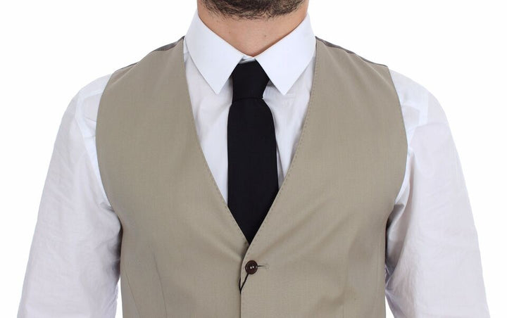 Dolce & Gabbana Beige Cotton Dress Vest Blazer Jacket