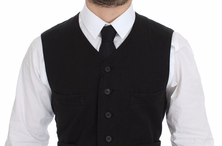 Dolce &amp; Gabbana Black Flax Cotton Dress Vest Blazer by Dolce &amp; Gabbana outlet now on sale