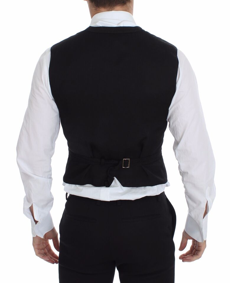 Dolce &amp; Gabbana Black Flax Cotton Dress Vest Blazer by Dolce &amp; Gabbana outlet now on sale