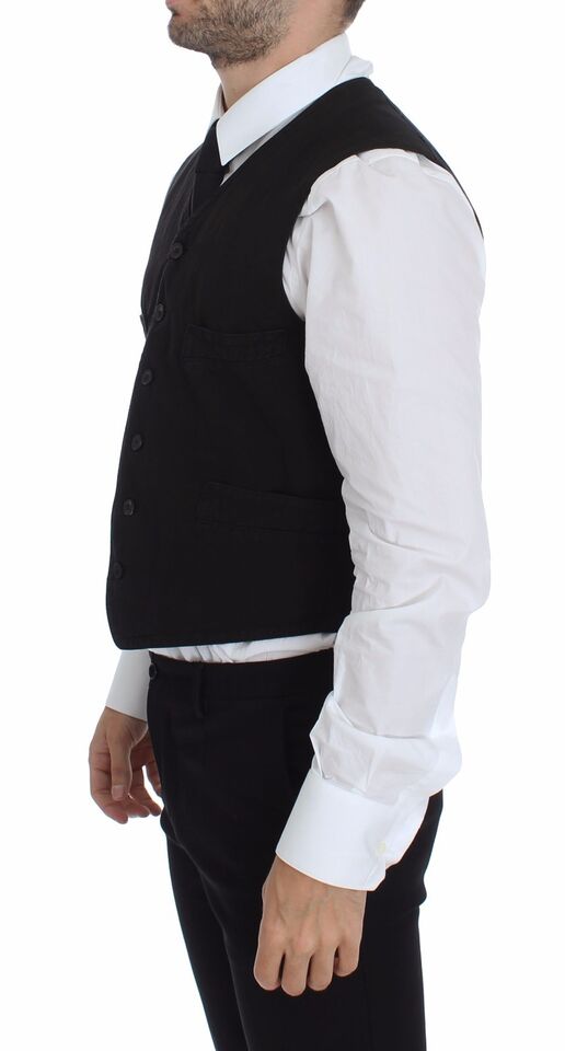 Dolce &amp; Gabbana Black Flax Cotton Dress Vest Blazer by Dolce &amp; Gabbana outlet now on sale