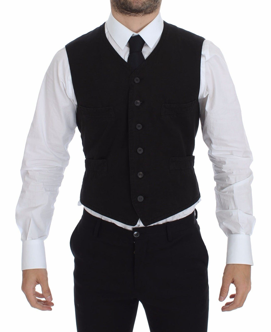 Dolce &amp; Gabbana Black Flax Cotton Dress Vest Blazer by Dolce &amp; Gabbana outlet now on sale