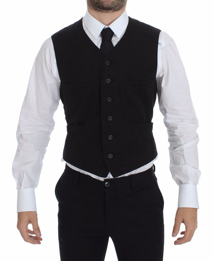 Dolce &amp; Gabbana Black Flax Cotton Dress Vest Blazer by Dolce &amp; Gabbana outlet now on sale