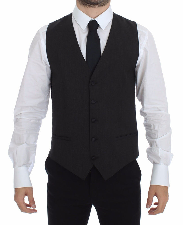 Dolce & Gabbana Gray Wool Stretch Dress Vest Blazer by Dolce & Gabbana outlet now on sale