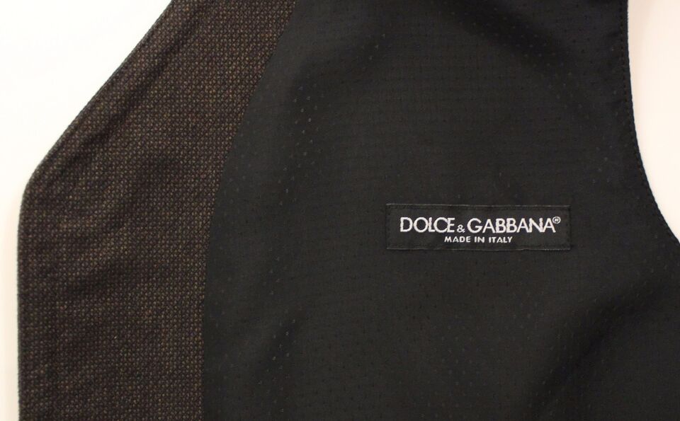 Dolce &amp; Gabbana Brown Cotton Blend Dress Vest Gilet by Dolce &amp; Gabbana outlet now on sale