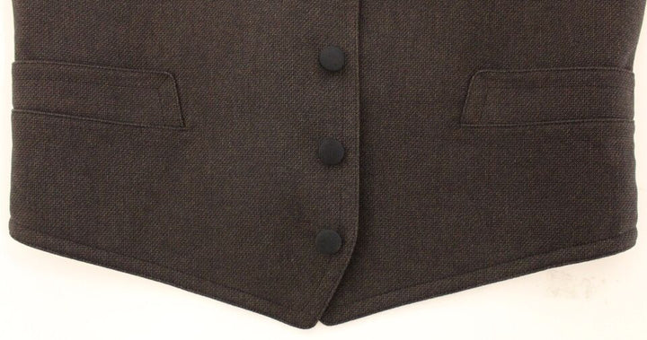 Dolce &amp; Gabbana Brown Cotton Blend Dress Vest Gilet by Dolce &amp; Gabbana outlet now on sale
