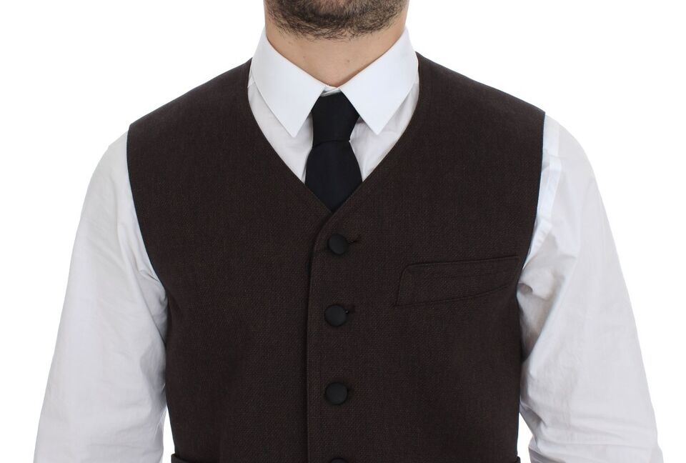 Dolce &amp; Gabbana Brown Cotton Blend Dress Vest Gilet by Dolce &amp; Gabbana outlet now on sale