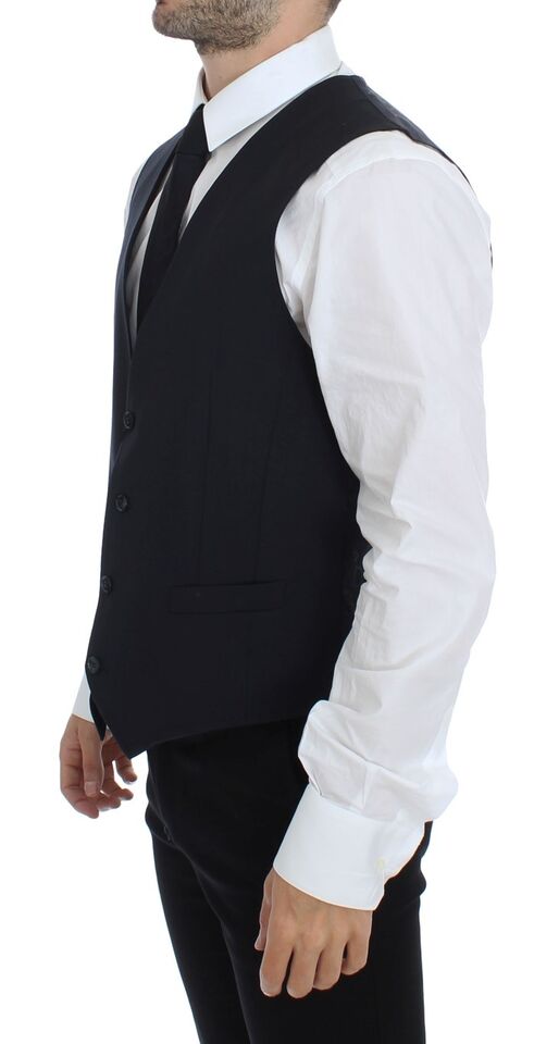 Dolce &amp; Gabbana Sample Sale Dolce &amp; Gabbana Gray Striped Wool Silk Dress Vest Gilet - | Designer outlet