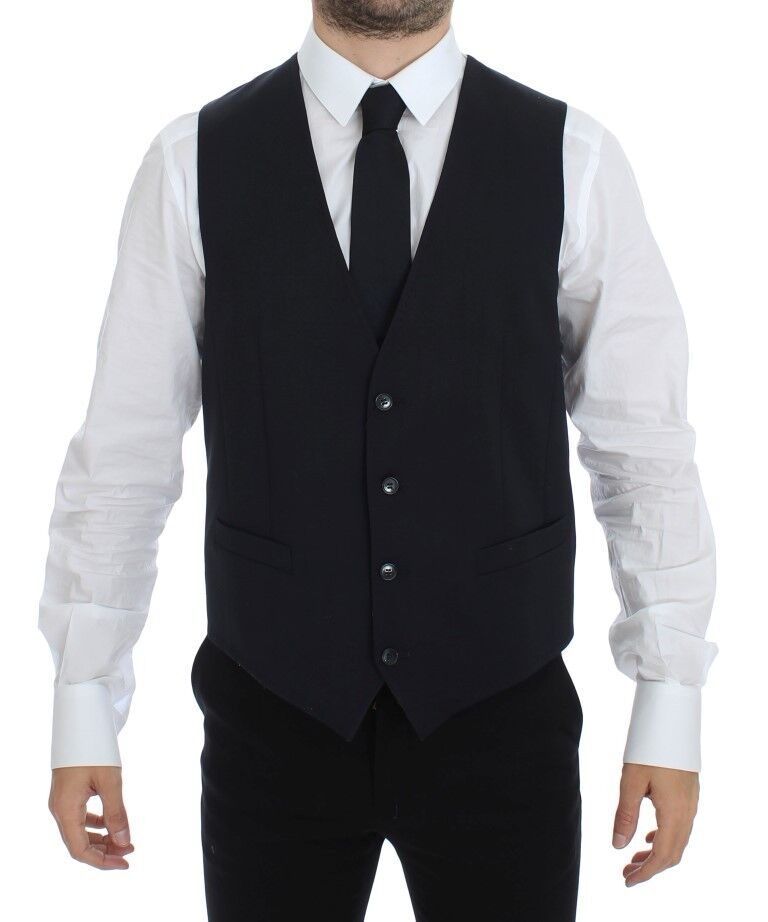 Dolce &amp; Gabbana Sample Sale Dolce &amp; Gabbana Gray Striped Wool Silk Dress Vest Gilet - | Designer outlet