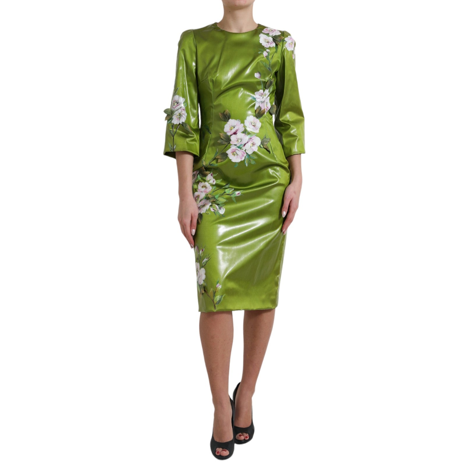 【VIP価格】DOLCE & GABBANA Floral Elegance Midi Sheath Dress Dolce & Gabbana Dolce & Gabbana Floral Elegance Midi Sheath