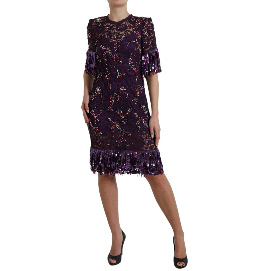 Dolce and Gabbana Dress Purple Lace Crystal Ask Me Wear Dolce and Gabbana Dress Purple Lace Crystal Ask Me Wear