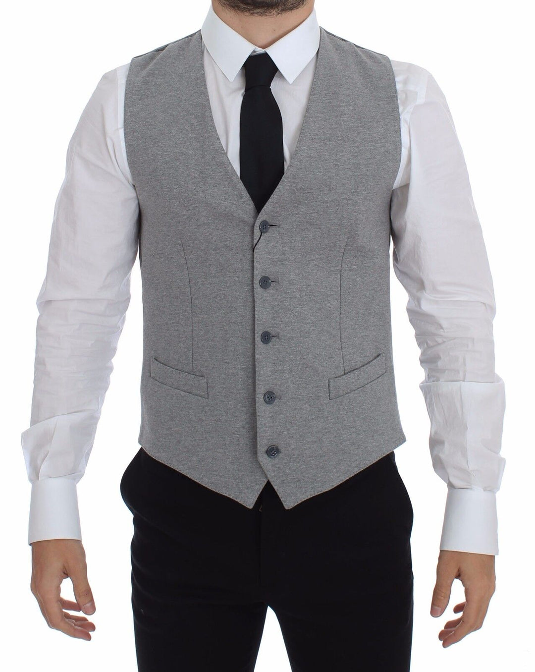 Dolce & Gabbana Gray Cotton Stretch Dress Vest Blazer by Dolce & Gabbana outlet now on sale