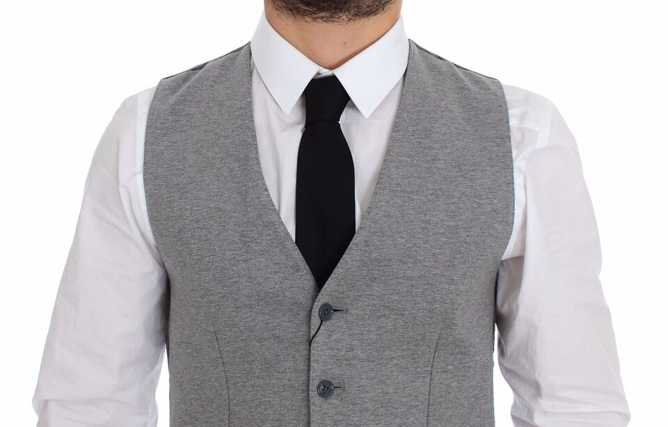 Dolce & Gabbana Gray Cotton Stretch Dress Vest Blazer by Dolce & Gabbana outlet now on sale