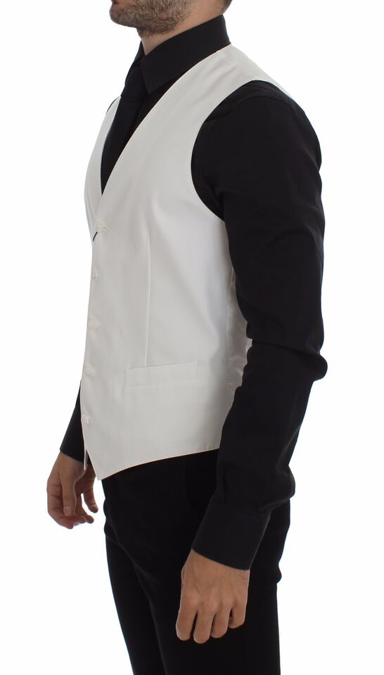 Dolce &amp; Gabbana Sample Sale Dolce &amp; Gabbana White Cotton Silk Blend Dress Vest Blazer - | Designer outlet