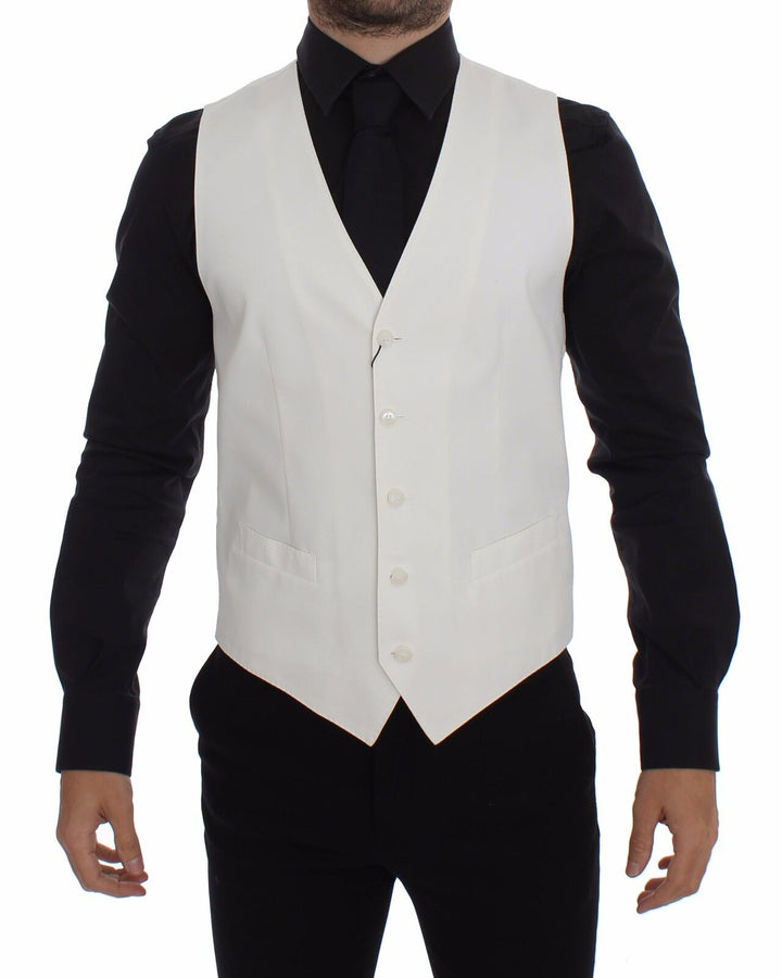 Dolce &amp; Gabbana Sample Sale Dolce &amp; Gabbana White Cotton Silk Blend Dress Vest Blazer - | Designer outlet