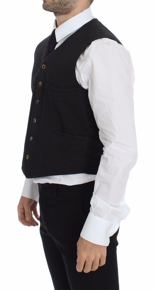 Dolce &amp; Gabbana Sample Sale Dolce &amp; Gabbana Black Cotton Viscose Dress Vest Blazer - | Designer outlet