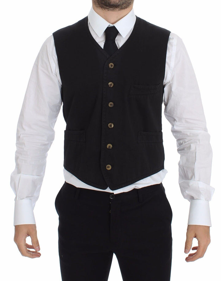 Dolce &amp; Gabbana Sample Sale Dolce &amp; Gabbana Black Cotton Viscose Dress Vest Blazer - | Designer outlet