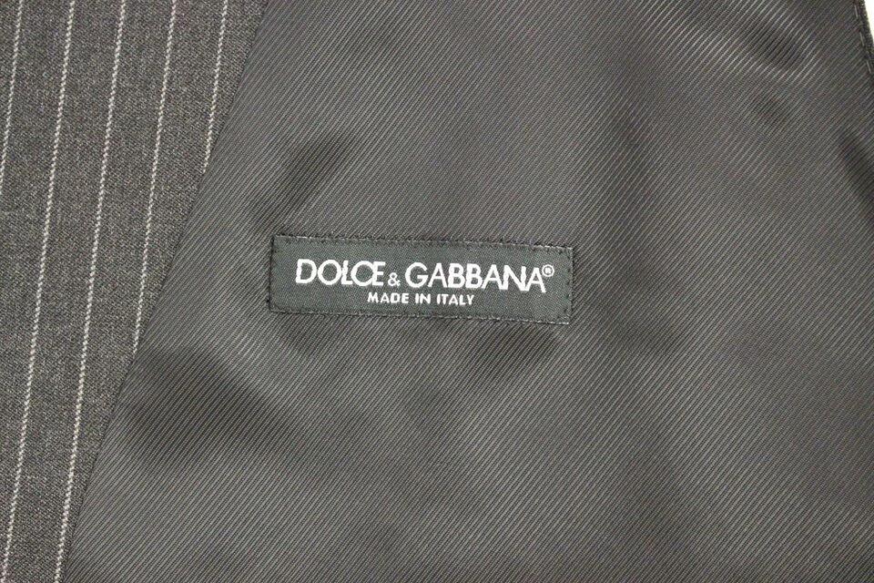 Dolce &amp; Gabbana Sample Sale Dolce &amp; Gabbana Gray Striped Wool Single Breasted Vest - | Designer outlet