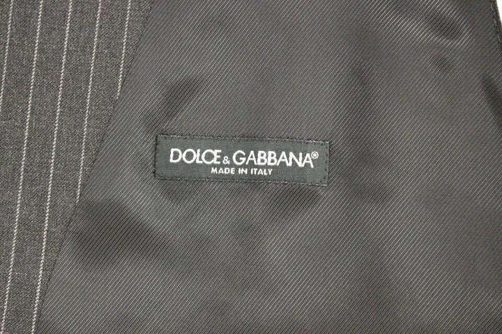 Dolce &amp; Gabbana Sample Sale Dolce &amp; Gabbana Gray Striped Wool Single Breasted Vest - | Designer outlet